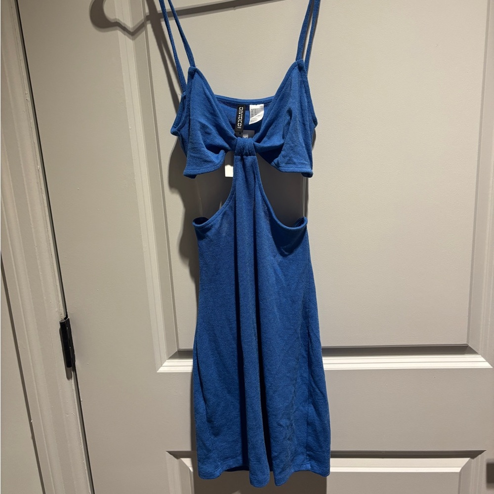 H&M Divided Blue Cut-Out Knit Mini Dress
